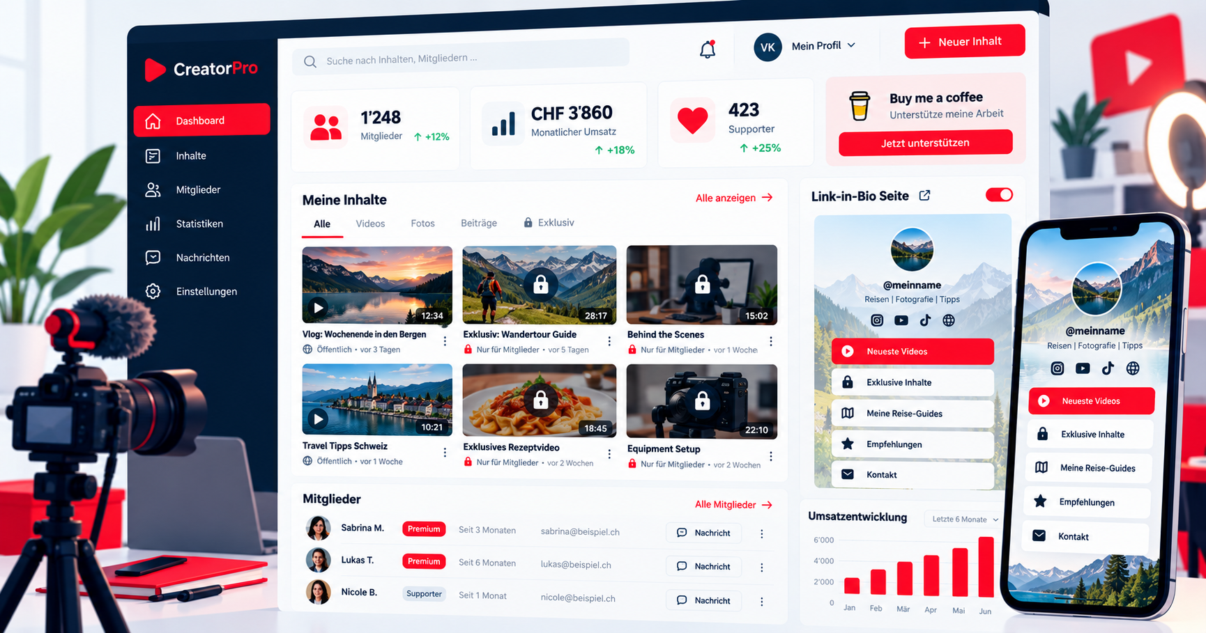 Vendi video, post e contenuti esclusivi – per abbonamento o acquisto singolo. Per creator, coach e influencer in Svizzera. Vendi video, post e contenuti esclusivi – per abbonamento o acquisto singolo. Per creator, coach e influencer in Svizzera.