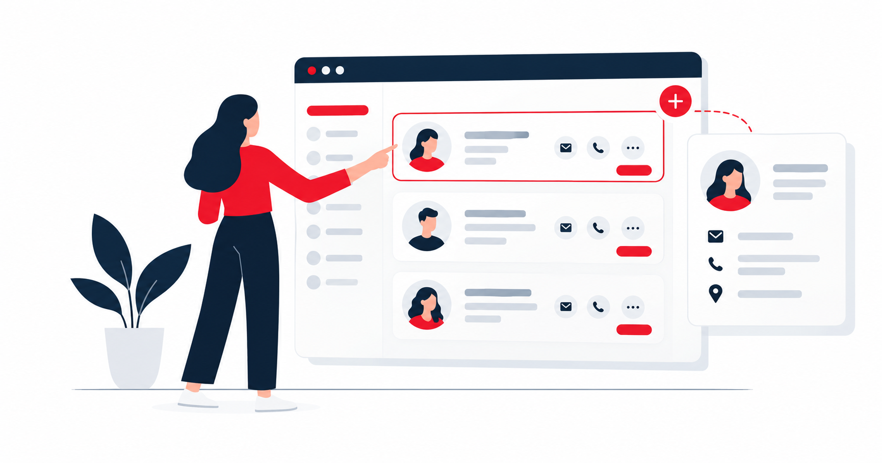 Kontakte, Firmen, Kommunikationsverlauf und Leads an einem Ort – dein CRM, das einfach funktioniert.