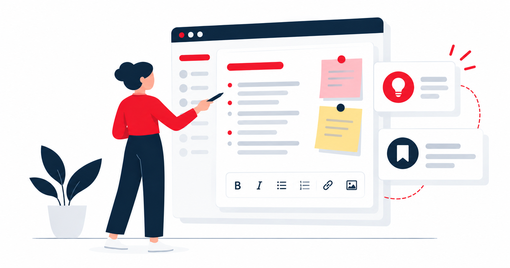 Keep thoughts, meeting notes and important info about clients and projects. Keep thoughts, meeting notes and important info about clients and projects.