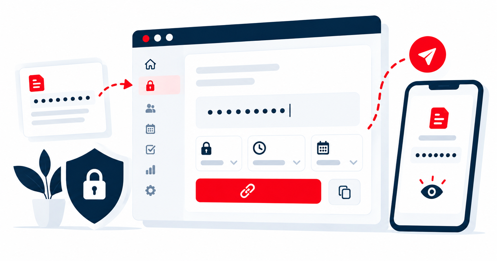 Teile sensible Informationen wie Passwörter oder API-Keys über einen verschlüsselten Einmal-Link – der sich nach dem Öffnen automatisch löscht.